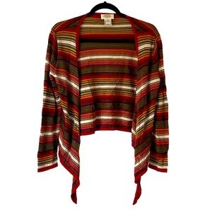 Vintage Talbots horizontal striped 70s inspired open front cardigan size medium
